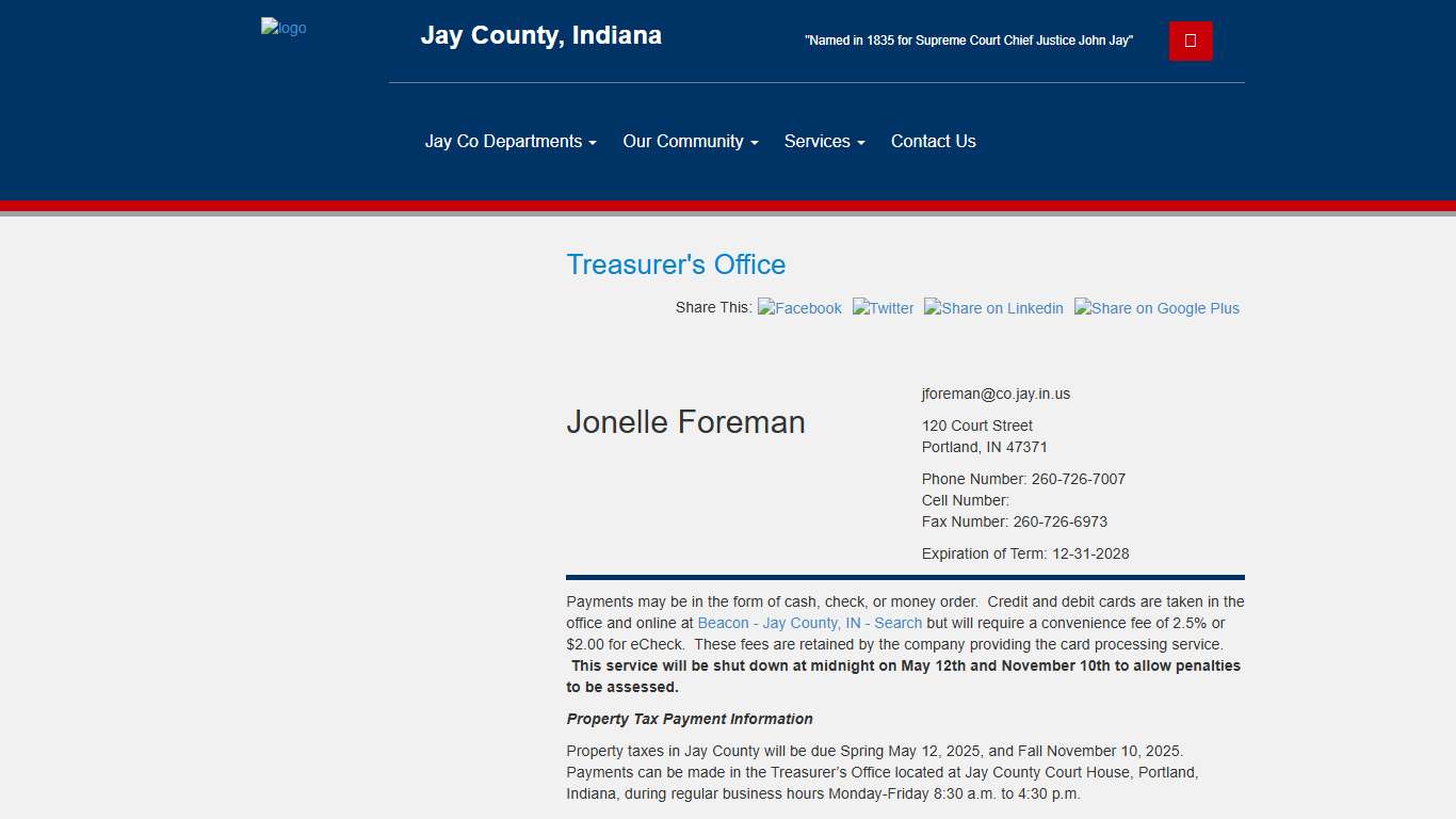 Jay County, Indiana / Jay Co Departments / Treasurer's Office - Jay County, Indiana